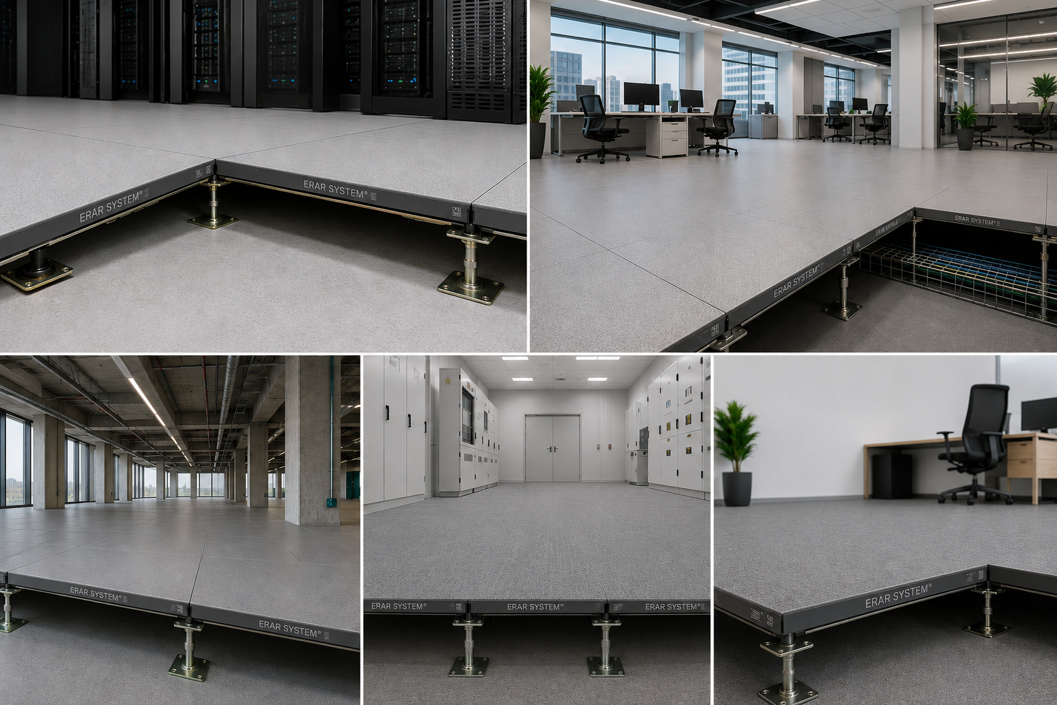 Realizacje ERAR System — data center, biurowiec, pomieszczenia techniczne z podłogą podniesioną