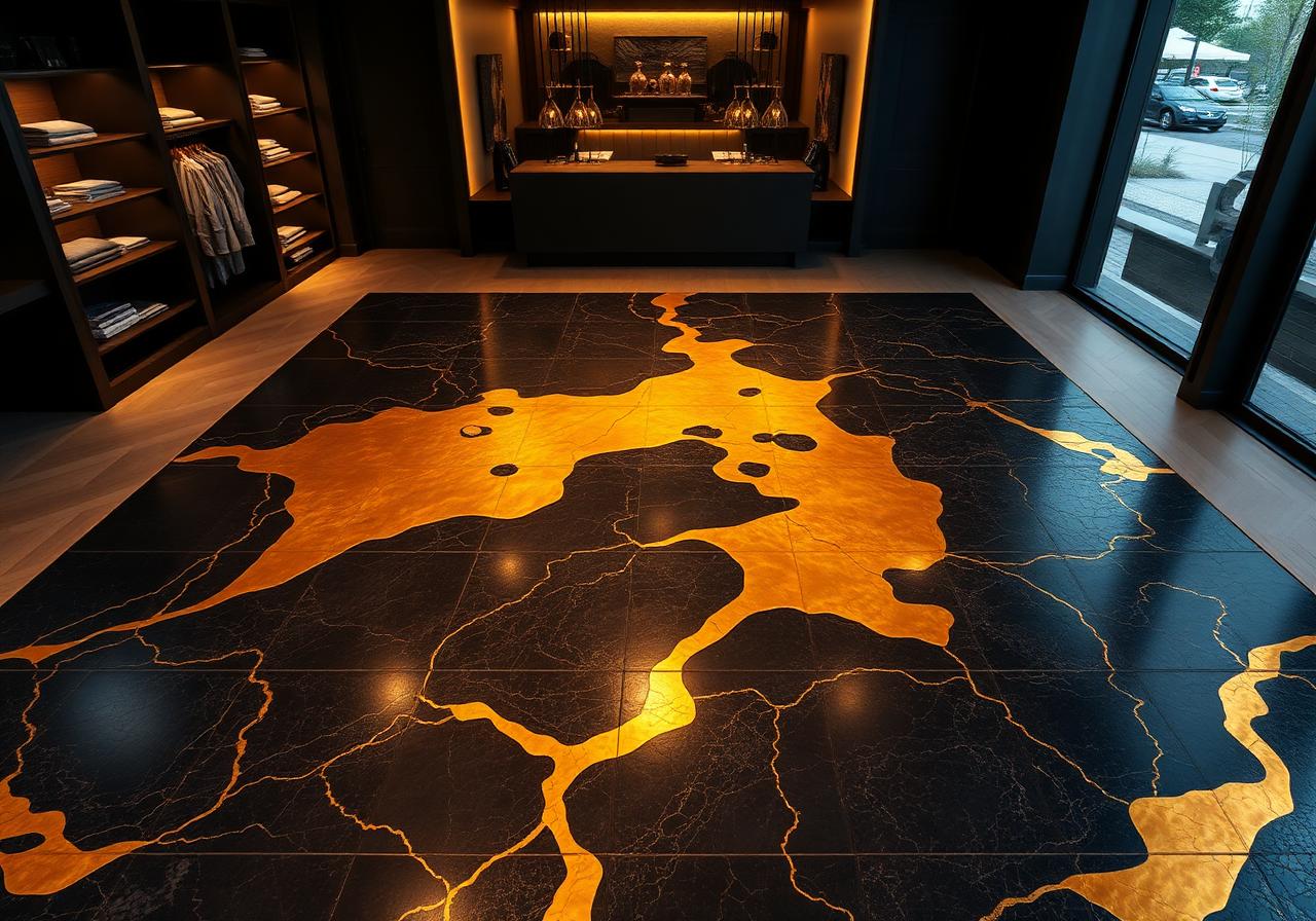 Inspiracja: Kintsugi — czarny kamień ze złotem