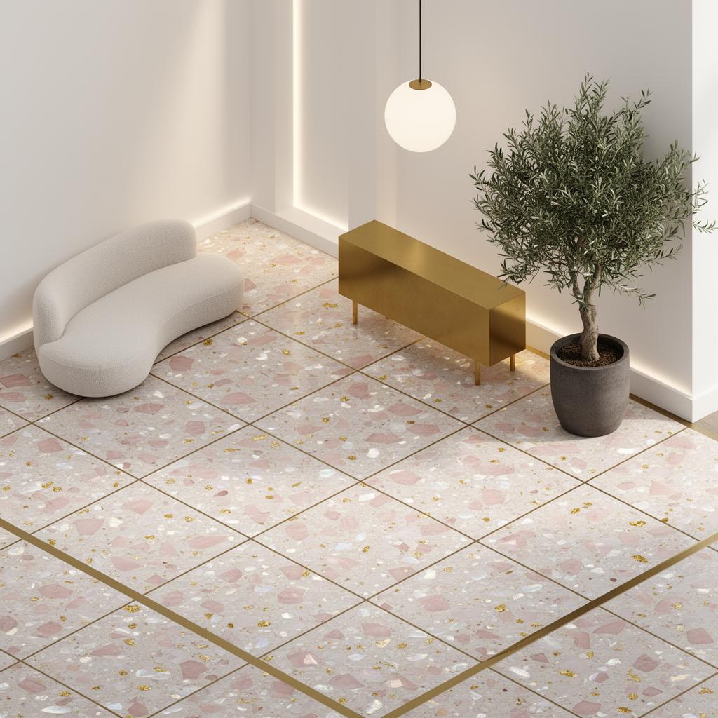 Inspiracja: Terrazzo z żywicy z masą perłową i złotem